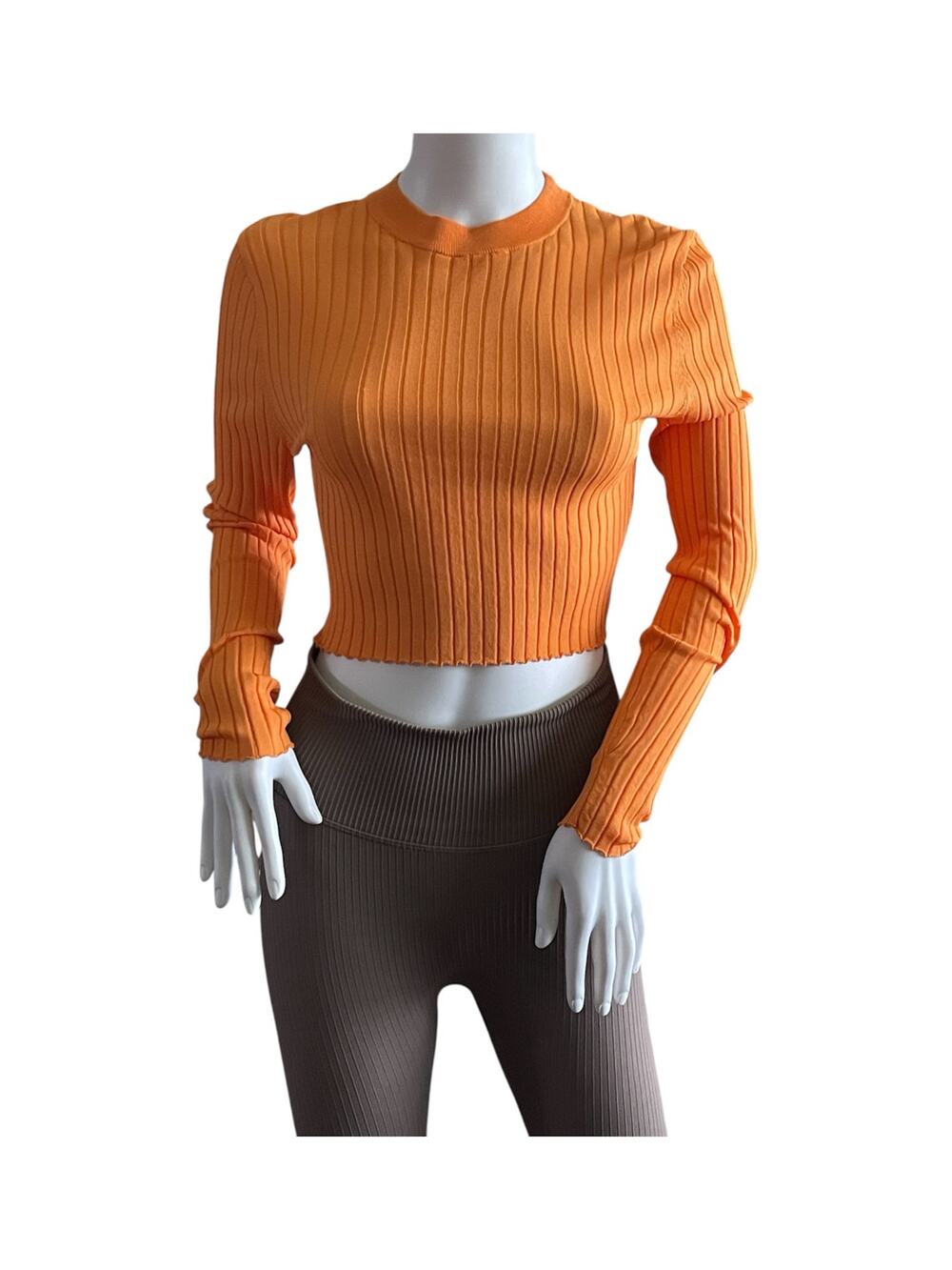 New Zara Women's Orange Crop-top Medium